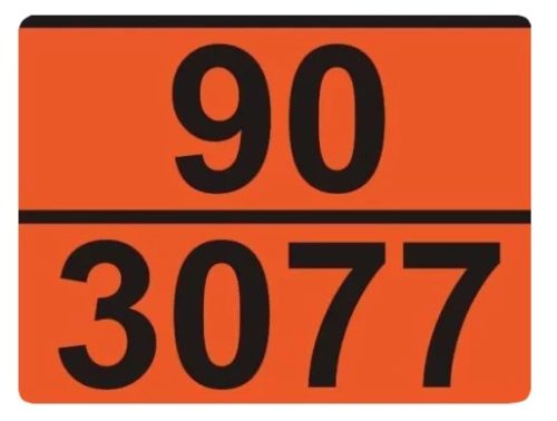 ADR tábla számozott 90/3077 környezetre veszélyes anyag