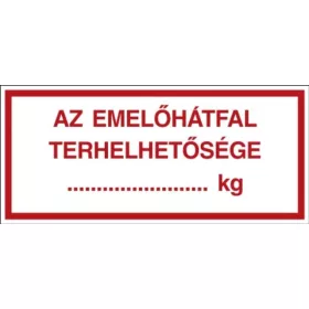 Emelőhátfal terhelhetősége matrica