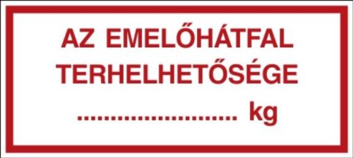 Emelőhátfal terhelhetősége matrica