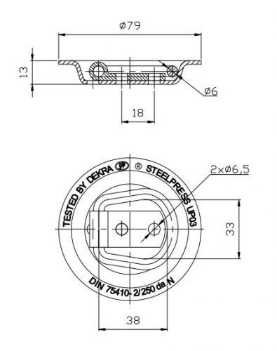 Plató fül süllyeszthető, kerek (250 dan)