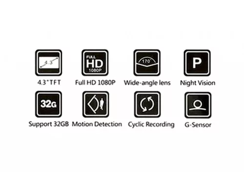Tükörbe integrált menetrögzítő kamera DVR Blackbox 12/24 V