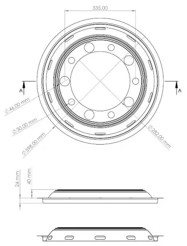 Dísztárcsa inox 22,5" első tengelyre, domború