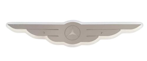MERCEDES inox szárnyas dísz HÁTTÉRVILÁGÍTÁSSAL