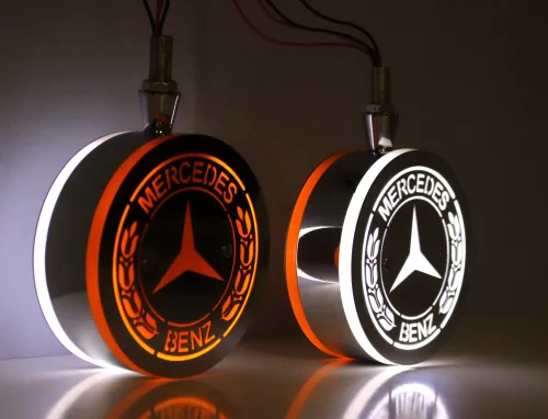 MERCEDES Amerikai helyzetjelző LOLLIPOP sárga-fehér PÁRBAN