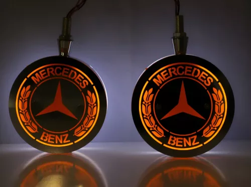 MERCEDES Amerikai helyzetjelző LOLLIPOP sárga-fehér PÁRBAN