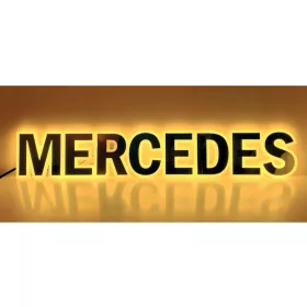 Mercedes  inox felirat HÁTTÉRVILÁGÍTÁSSAL Sárga