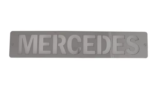 MERCEDES inox szögletes dísz HÁTTÉRVILÁGÍTÁSSAL