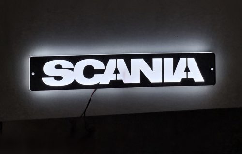 SCANIA inox szögletes dísz HÁTTÉRVILÁGÍTÁSSAL
