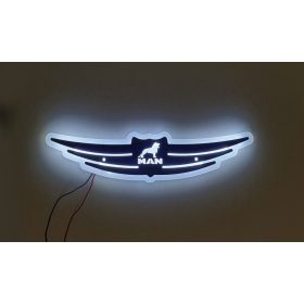 MAN inox szárnyas dísz HÁTTÉRVILÁGÍTÁSSAL