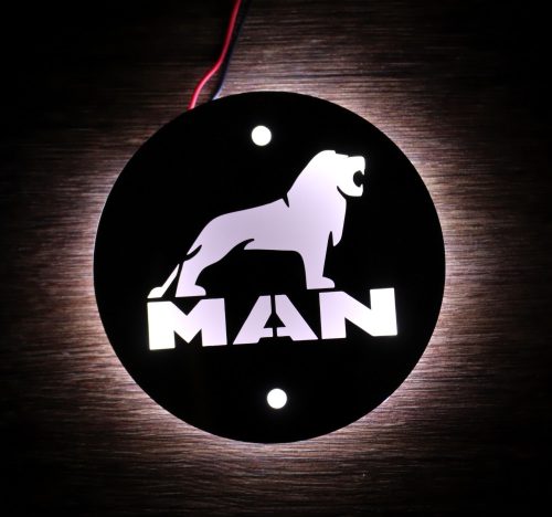 Világító MAN inox logó 100mm 24V Fehér