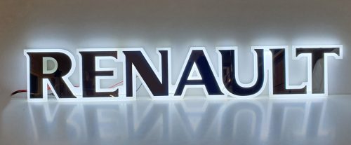 RENAULT inox felirat HÁTTÉRVILÁGÍTÁSSAL Fehér