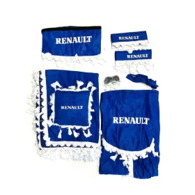 Komplett függöny szett Kék Renault fehér rojttal