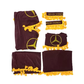 Komplett függöny szett Piros Mercedes sárga rojttal