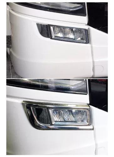 Scania S / R széria inox alsó ködlámpa keret párban Dombornyomott