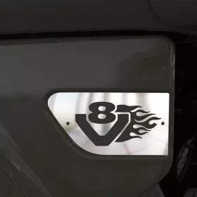 Scania inox oldal dísz párban V8 lángnyelves