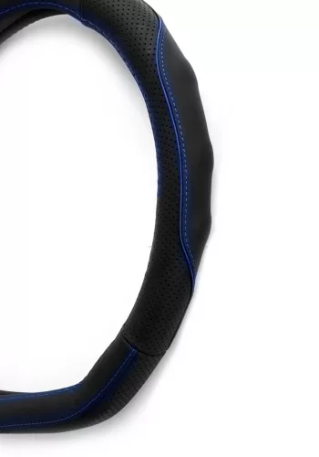 Bőr hatású, D típusú kormányvédő (36-38cm) fekete / kék