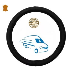 Valódi bőr kormányvédő (41-42cm) fekete