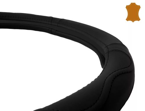 Valódi bőr kormányvédő (41-42cm) fekete