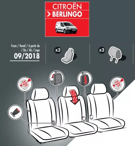 Bőr Citroën Berlingo üléshuzat 2018-tól 