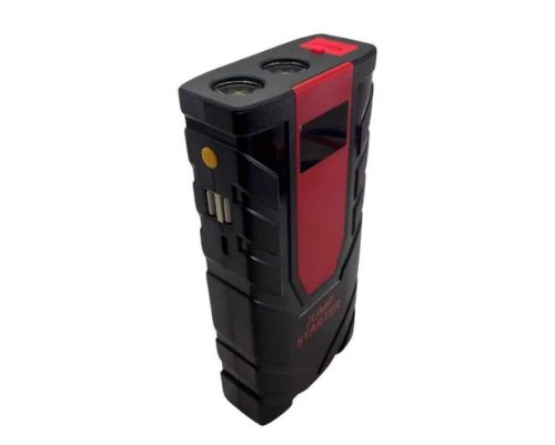 Mini járműindító (bikázó) powerbank, USB töltővel és LED lámpával