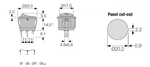 Süllyeszthető billenő kapcsoló 3 állású