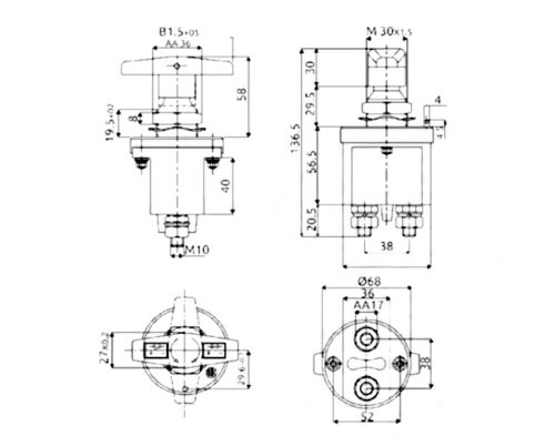 Áramtalanító kapcsoló 2500/250A Iveco