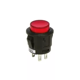 Mini nyomógomb Piros 12V 20A