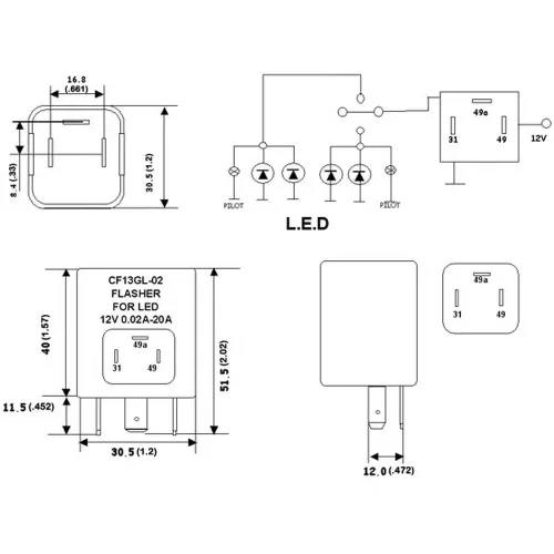 Indexrelé ledes indexhez 12V JOBB+