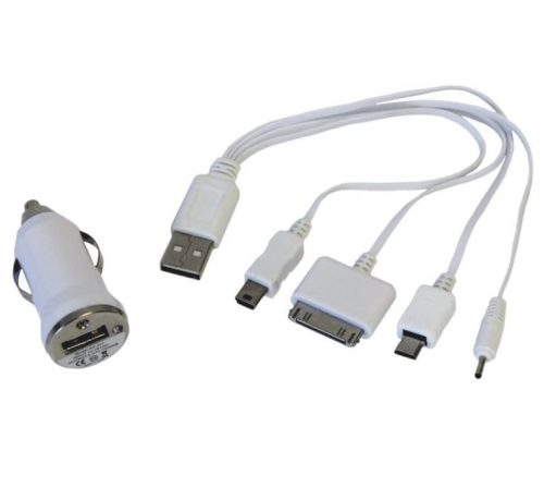 Szivargyújtós USB töltő kábelekkel 12/24V