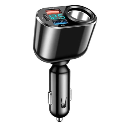Szivargyújtós akku teszter / autós töltő / dupla USB +TYPE C aljzat 12/24V