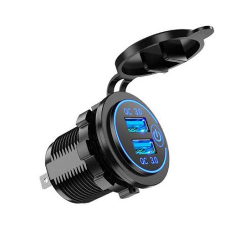 Dupla USB gyorstöltő aljzat vízálló, süllyeszthető