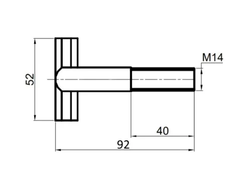 T-nyelv süllyesztett zárhoz M14x1,5  92mm