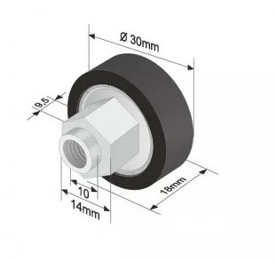 Szimpla ponyva görgő 30x9,5/18mm TSE