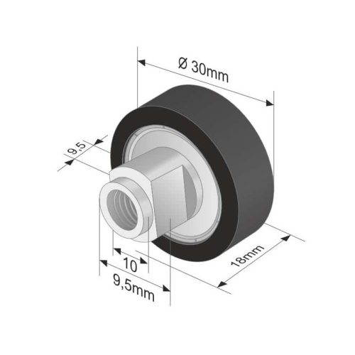 Szimpla ponyva görgő 30x9,5/18mm TSE, SCHMITZ