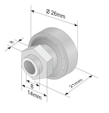 Szimpla ponyva görgő 26x8/21mm SCHMITZ, TSE, VERSUS