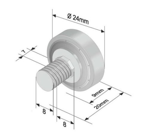 Szimpla ponyva görgő 24x7/20mm EDSCHA