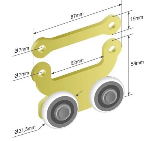 Ponyva görgő egyoldalas dupla 32mm EDSCHA, KÖGEL