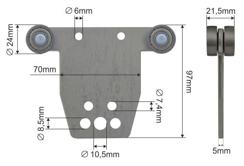 Ponyva görgő kétoldalas dupla 24mm HESTAL, CLONIC