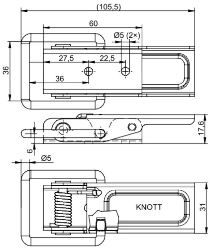 Oldalfal kapocs 106 x 46