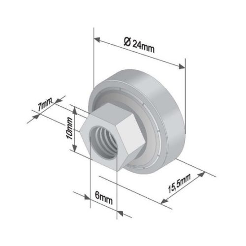 Szimpla ponyva görgő 24x7/15,5mm EDSCHA, TSE, ECO LITE PLUS