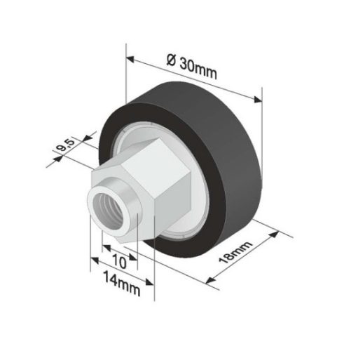 Szimpla ponyva görgő 30x9,5/20mm SCHMITZ