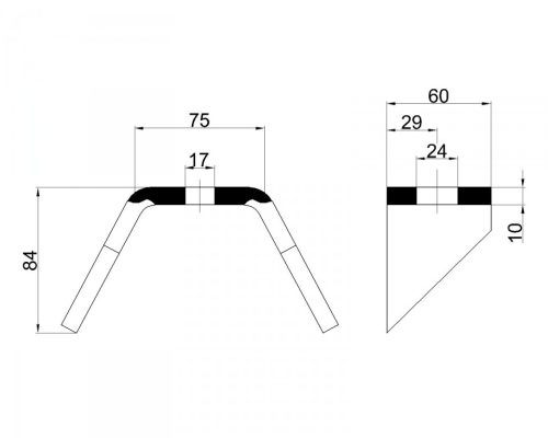 Segédalváz rögzítőkonzol hegeszthető 84 x 75mm / 10mm