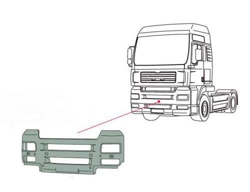 Man TGA első lökhárító kisfülkés FEHÉR