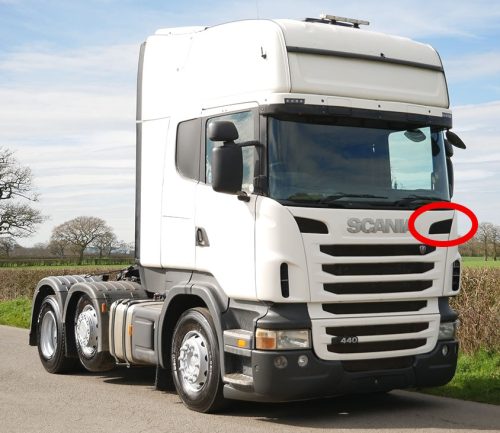Scania R / P / G 2010-2016 légbeömlő rács BAL
