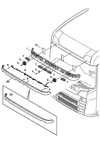Scania S széria napellenző felső rész, 2 lámpás