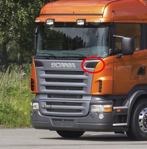 Scania R / P / G 2005-2010 légbeömlő rács BAL, közép / magas