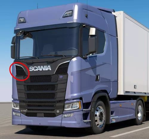 Scania S széria hűtőrács betét a fényszóró helyére JOBB