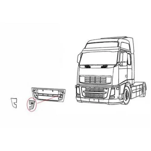 Volvo FH 2008-2013 hűtőrács keret takaró, Bal