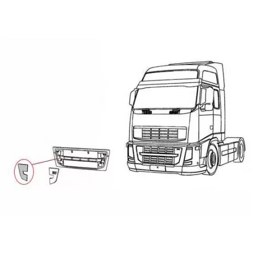 Volvo FH 2008-2013 hűtőrács keret takaró, Jobb