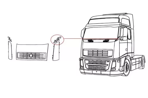 Volvo FH14 tükörszár borítás párban BAL